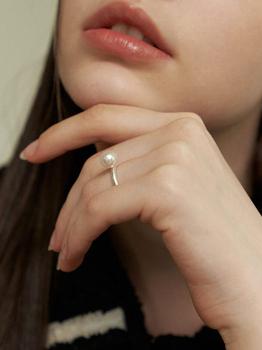商品Simple swarovski pearl silver ring (2size)图片