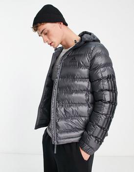 Adidas | adidas Outdoor Badge of Sport 3 stripe puffer jacket in grey商品图片,