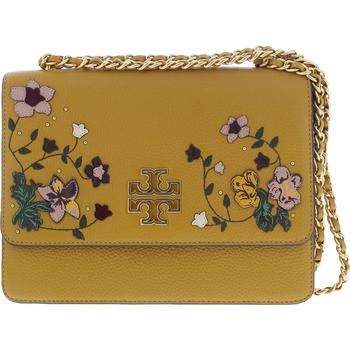 商品Tory Burch Womens Britten Applique Leather Floral Shoulder Handbag图片