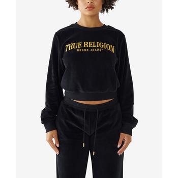 True Religion | Women's Velour Shrunken Sweatshirt商品图片,独家减免邮费