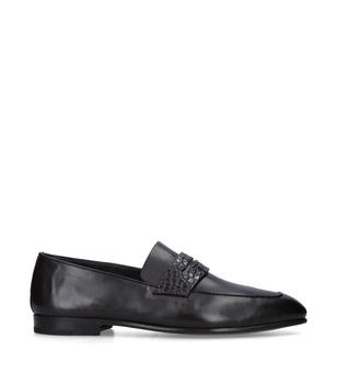 zegna鞋正品, Zegna | Alligator Trim Leather Asola Penny Loafers商品图片 