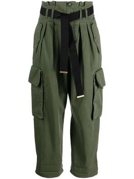 商品PINKO | Pinko Military Green High-waisted Cargo Pants With Belt In Cotton Woman,商家Italist,价格¥2003图片