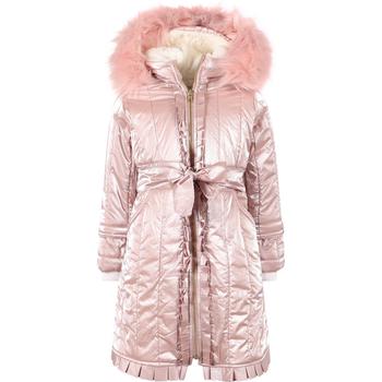 推荐Shimmering winter coat with faux fur hood trimming in pink商品