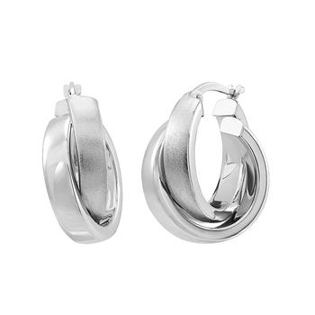 商品Polished Crossover Hoop Earrings in 14K White Gold图片