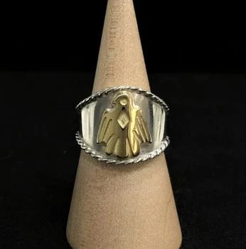 Native Feather | Goros Rope Cornered Ring With Eagle - Silver And Gold,商家Native Feather | 日本のGoro's専門店,价格¥2840