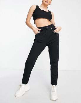 Love Moschino, Love Moschino | Love Moschino pearl trim diamante detail jogger co-ord in black商品图片 