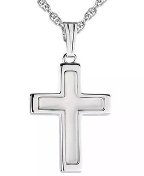 Macy's | Mother of Pearl Inlay 18" Cross Pendant Necklace in Sterling Silver,商家Macy's,价格¥1029