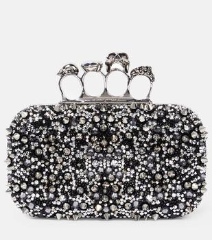 商品Alexander McQueen | Four Ring crystal-embellished clutch,商家MyTheresa,价格¥27893图片