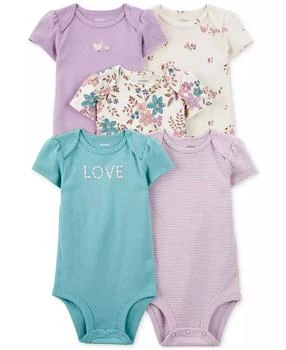 Carter's | Baby Girls Floral Cotton Short-Sleeve Bodysuits, Pack of 5,商家Macy's,价格¥113