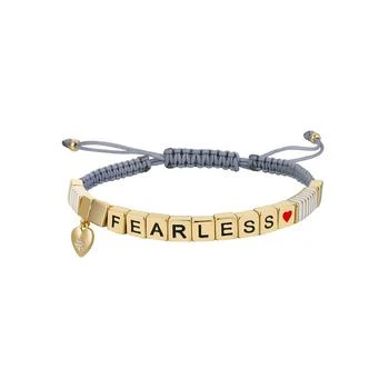 推荐14k Gold Plated Crystal Heart Charm Fearless Light Gray Cord Bracelet商品