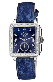 Gevril | Bari Diamond Dial Leather Strap Watch, 37mm, .09 ctw商品图片,1.1折