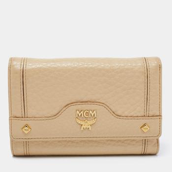 推荐MCM Beige Grained Leather Trifold Wallet商品