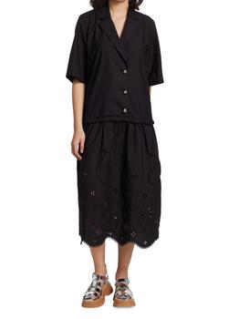 ganni floral pleated shirtdress, Ganni | Broderie Anglaise Midi Shirtdress商品图片 4.9折