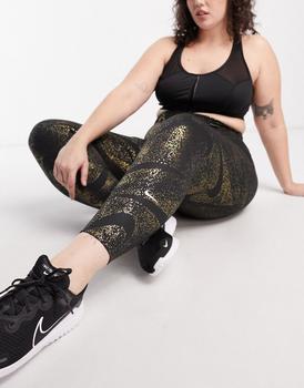 NIKE | Nike Training Plus One Dri-FIT glitter printed leggings in black商品图片,额外9.5折, 额外九五折