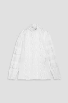 Valentino | Lace-trimmed chiffon blouse,商家THE OUTNET US,价格¥8674