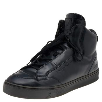 路易威登男鞋价格, [二手商品] Louis Vuitton | Louis Vuitton Black Leather And Damier Patent Leather High Top Sneakers Size 40.5商品图片 9.8折, 满1件减$100, 满减