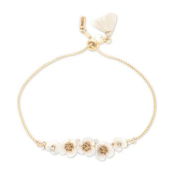 推荐Gold-Tone Crystal & Imitation Mother-of-Pearl Flower Slider Bracelet商品