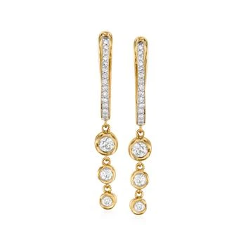 Ross-Simons | Ross-Simons Graduated Bezel-Set Diamond Drop Earrings in 14kt Yellow Gold 6.9折, 独家减免邮费