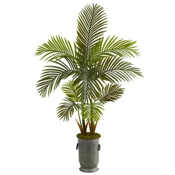 商品NEARLY NATURAL | 58in. Areca Palm Artificial Tree in Vintage Metal Planter,商家Macy's,价格¥1767图片