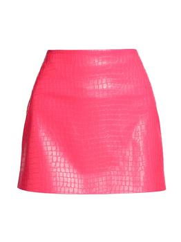 推荐Elana Croc-Embossed Vegan Leather Miniskirt商品