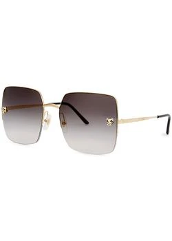 推荐Panthère De Cartier gold-tone square-frame sunglasses商品