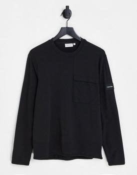 Calvin Klein | Calvin Klein long sleeve t-shirt with pocket in black商品图片,额外9.5折, 额外九五折