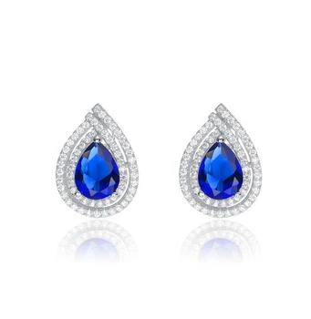 Genevive | Sterling Silver White Gold Plated with Colored Cubic Zirconia Pear Shape Earrings,商家Premium Outlets,价格¥551