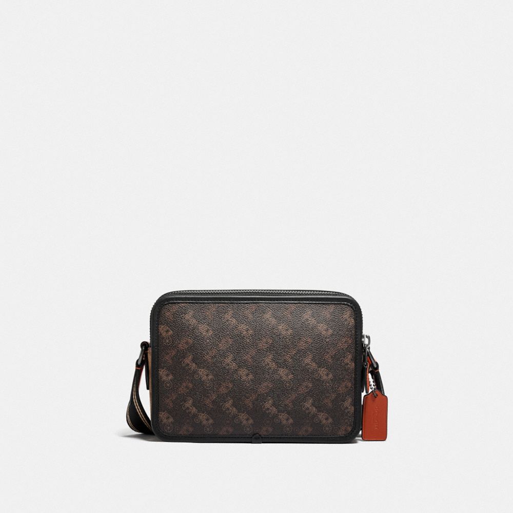 gancini单肩包, Coach | 蔻驰斜挎包COACH奢侈品男士专柜款中号单肩斜挎包棕色配黑色帆布配牛皮革盒子包C5340 JIS2K商品图片 6.2折×额外8折, 包邮包税, 额外八折