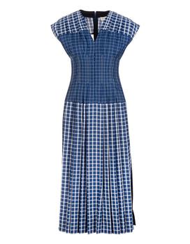 Tory Burch | Tory Burch Checked V-Neck Midi Dress商品图片,8.1折