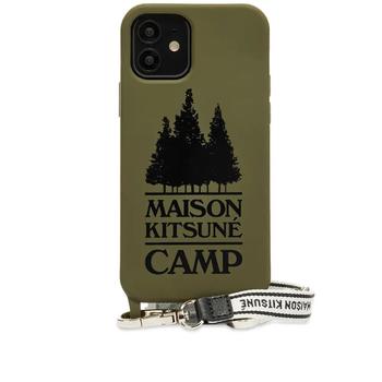 商品Maison Kitsune | Maison Kitsune Camp Logo iPhone 12 Case with Strap - Dark Khaki,商家Jomashop,价格¥272图片