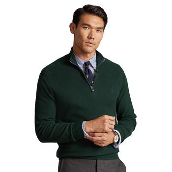 推荐Men's Mesh-Knit Cotton Quarter-Zip Sweater商品
