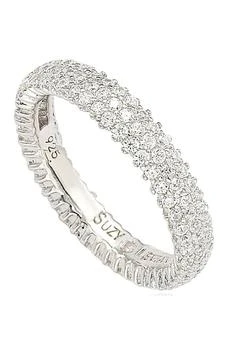 Suzy Levian | Sterling Silver Pavé Cubic Zirconia Eternity Band Ring 3.7折, 独家减免邮费