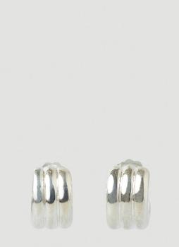 推荐Triple Ridge Mini Hoop Earrings in Silver商品