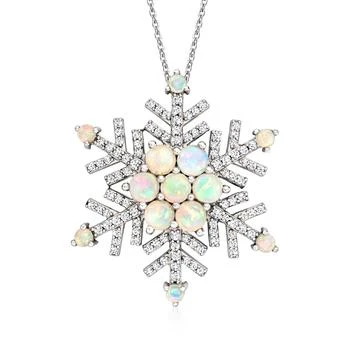 Ross-Simons | Ross-Simons Opal and White Zircon Snowflake Pin/Pendant Necklace in Sterling Silver,商家Premium Outlets,价格¥1623