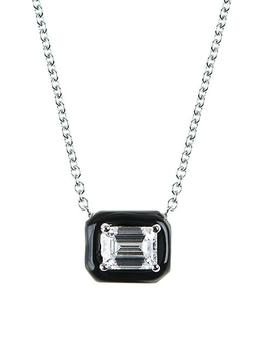 商品Oui 18K White Gold, Diamond, & Enamel Pendant Necklace图片