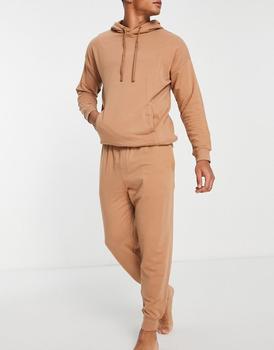 Calvin Klein | Calvin Klein contrast waistband lounge joggers in camel co-ord商品图片,6.9折