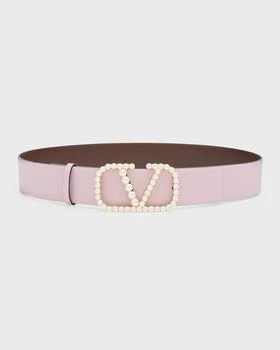 Valentino | Pearly V-Logo Leather Belt,商家Neiman Marcus,价格¥5521