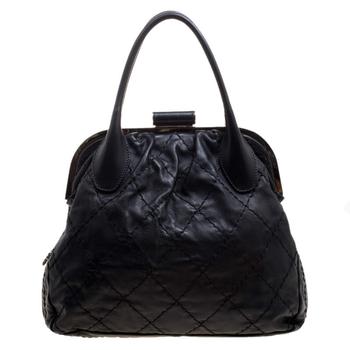 推荐Chanel Black Quilted Leather Expandable Zip Around Frame Satchel商品