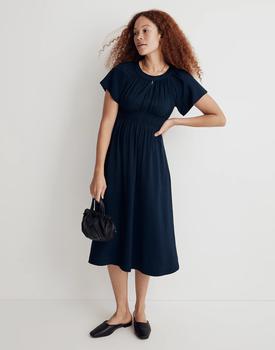 Madewell | Sophia Split-Neck Short-Sleeve Midi Dress商品图片,