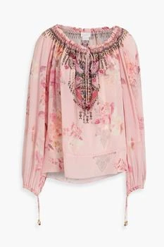 推荐Crystal-embellished printed silk crepe de chine blouse商品
