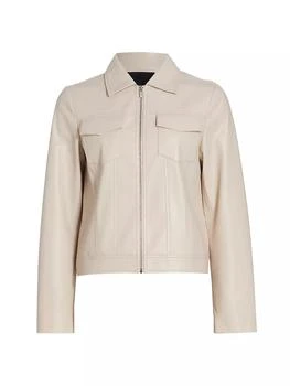 Tahari | Zinc Vegan Leather Zip Up Jacket,商家Saks Fifth Avenue,价格¥1556
