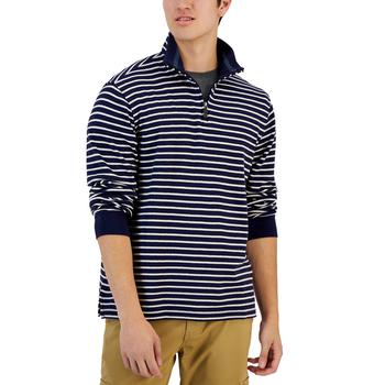Club Room | Men's Classic Fit Striped French Rib Quarter-Zip Sweater, Created for Macy's商品图片,4.1折