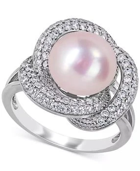 Macy's | Pink Cultured Freshwater Pearl (10-1/2mm) & Cubic Zirconia Love Knot Statement Ring in Sterling Silver,商家Macy's,价格¥450