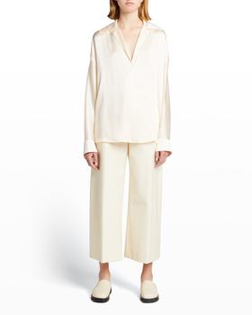 vince真丝, Vince | Shaped-Collar Silk Pullover Top商品图片 满$400减$100, 满减