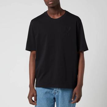 商品AMI Men's Tonal De Coeur T-Shirt - Black图片