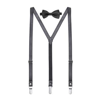 product Men's Suede Leather Suspenders Bow Tie Set image