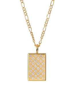 商品Luv AJ | The Checkerboard 14K-Gold-Plate & Cubic Zirconia Dog Tag Necklace,商家Saks Fifth Avenue,价格¥537图片