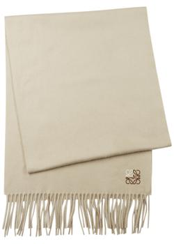 Loewe | Stone logo-embroidered cashmere scarf商品图片,