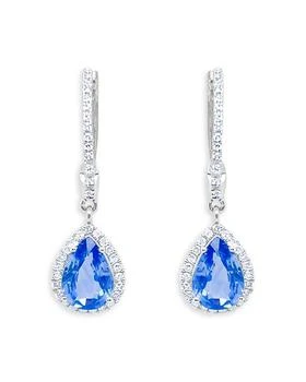 Meira T | 14K White Gold Blue Sapphire & Diamond Huggie Hoop Earrings,商家Bloomingdale's,价格¥8041
