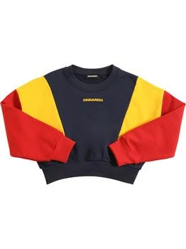 DSQUARED2 | Color Block Cropped Cotton Sweatshirt,商家LUISAVIAROMA,价格¥468